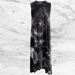 Annalee + Hope Boutique Tie Dye Mock Neck Sleeveless Midi Dress Women’s M Black
